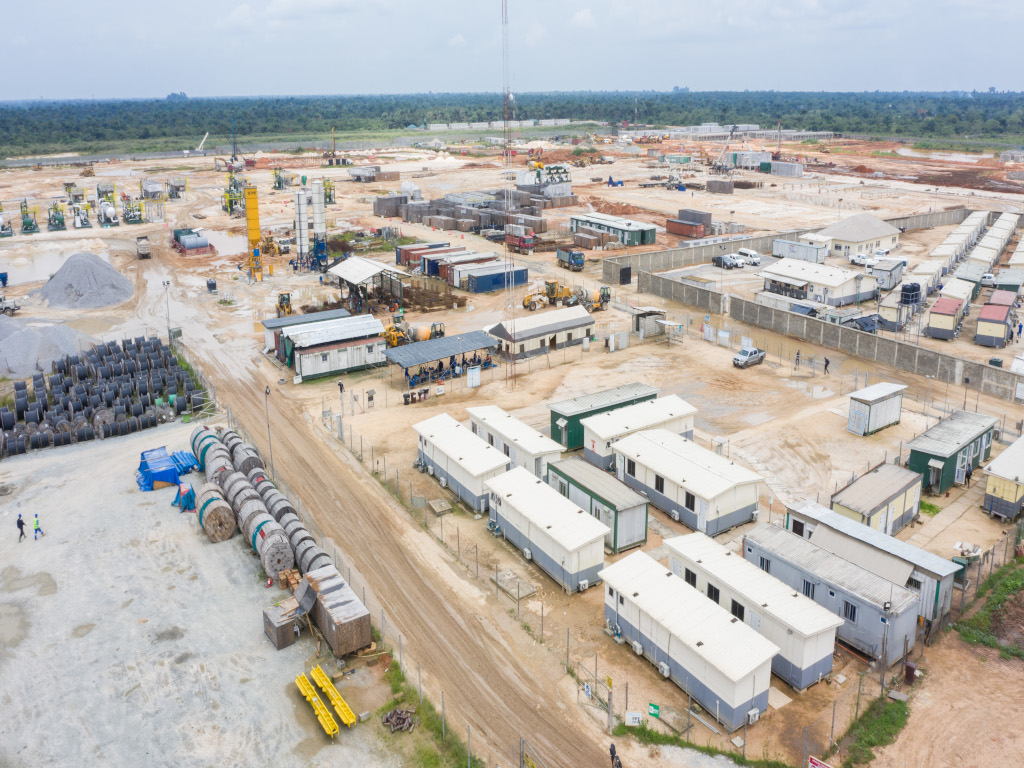 Camp office material stack